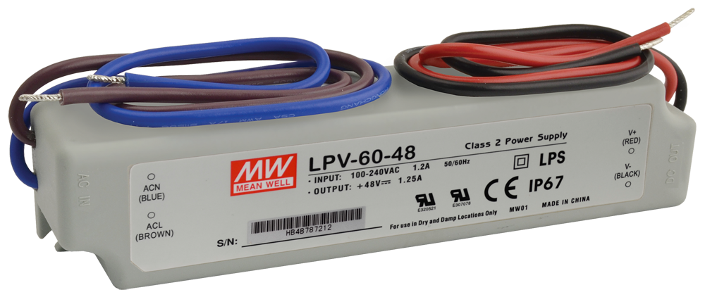 Meanwell LPV driver, 60W, 48W
