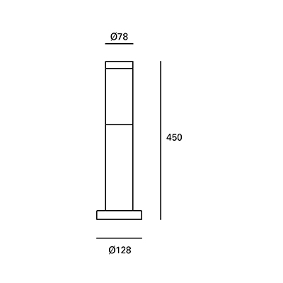 BOLLARD IP55 KORAL 450MM E27 STAINLESS STEEL