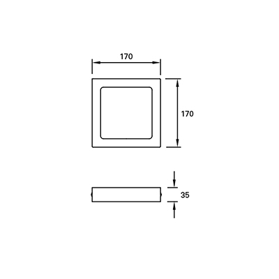 CEILING FIXTURE IP23 EASY SQUARE SURFACE 170MM LED 10W 3000K BLANCO 874LM