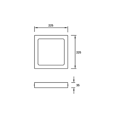 CEILING FIXTURE IP23 EASY SQUARE SURFACE 225MM LED 15.5W 3000K BLANCO 1371LM