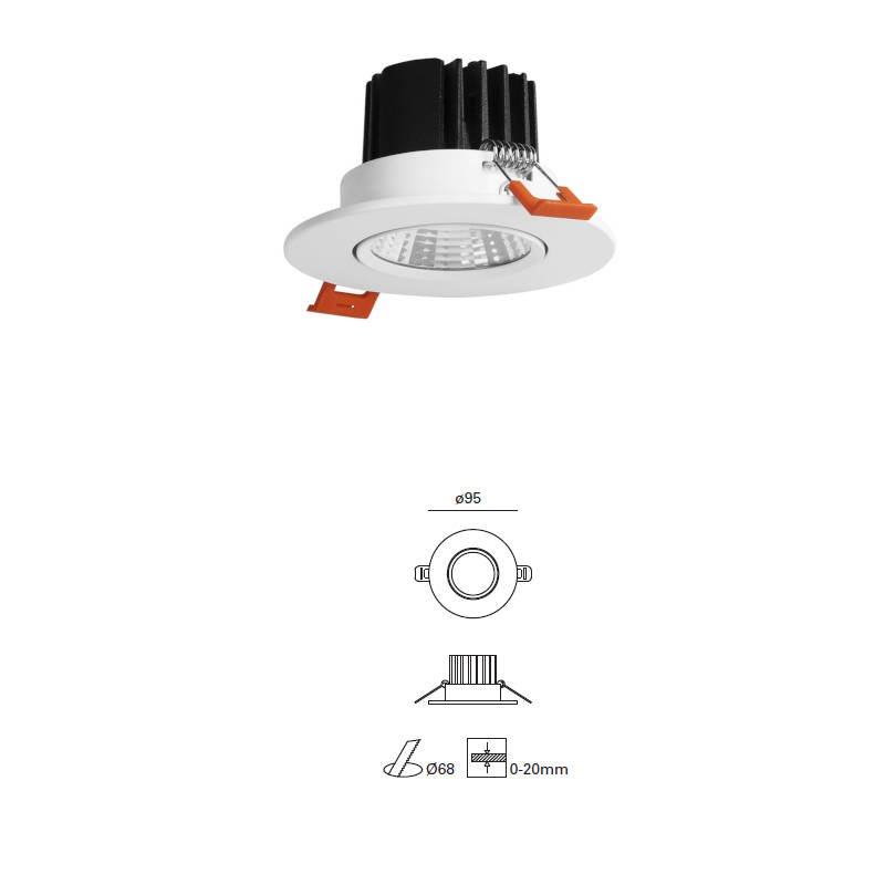 DOWNLIGHT IP54 BASE Ø100MM LED 6.1W 3000K BLANCO 518LM