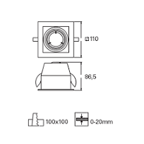 Grey Recessed Single Downlight- CARDAN
