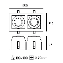 Grey recessed Double Downlight- CARDAN