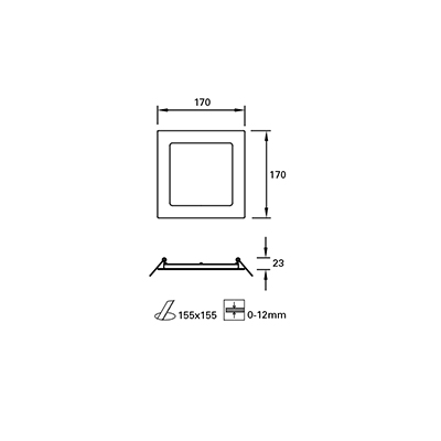 DOWNLIGHT IP23 EASY SQUARE 170MM LED 10W 4000K BLANCO 961LM