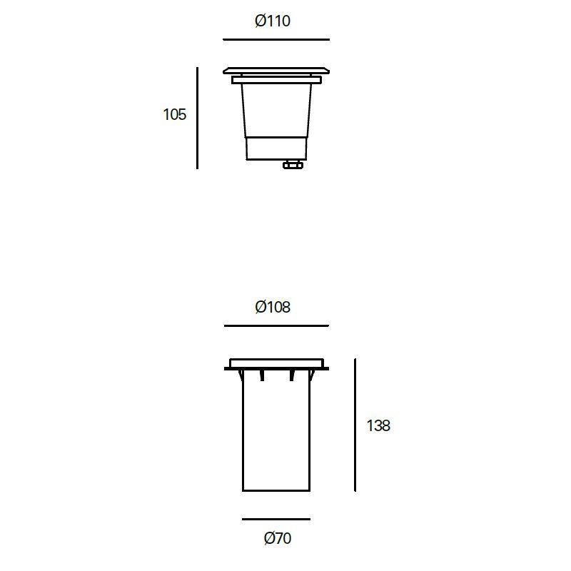 RECESSED UPLIGHTING IP65/IP67 RINGO Ø110MM LED 2.7W 3000K STAINLESS STEEL 218LM.0..00.00.