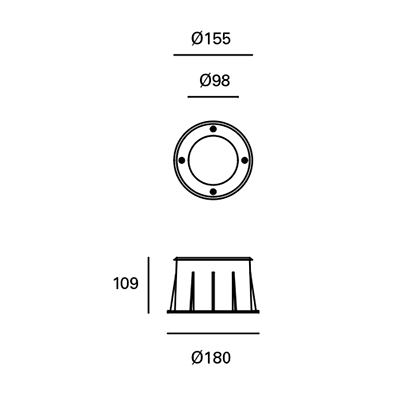 RECESSED UPLIGHTING IP65/IP67 RINGO Ø155MM LED 9.1W 3000K STAINLESS STEEL 632LM
