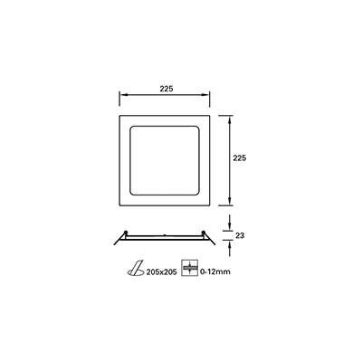 DOWNLIGHT IP23 EASY SQUARE 225MM LED 15.5W 3000K BLANCO 1371LM