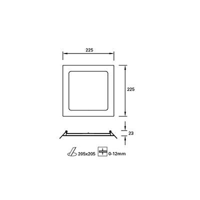 DOWNLIGHT IP23 EASY SQUARE 225MM LED 15.5W 4000K BLANCO 1507LM