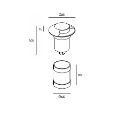 Recessed uplighting IP65 Sort LED 2.2W