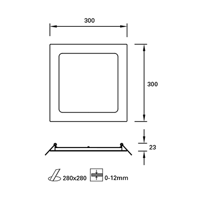 DOWNLIGHT IP23 EASY SQUARE 300MM LED 19.7W 4000K BLANCO 1692LM