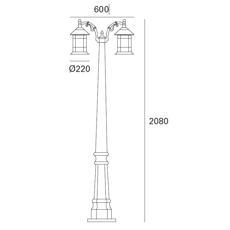 STREETLIGHT IP23 SIROS E27 RUSTY BROWN