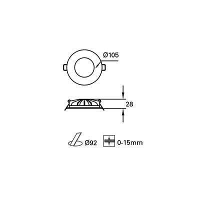 DOWNLIGHT IP44 HIDE LED 6.5W 3000K BLANCO 394LM