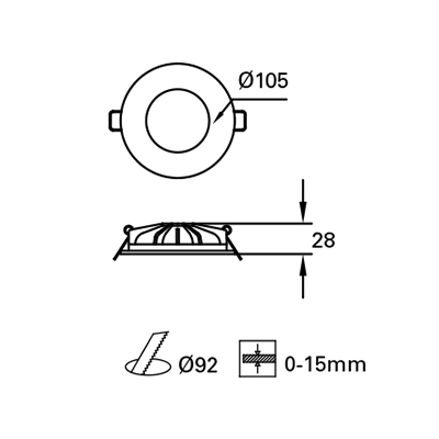 DOWNLIGHT IP44 HIDE LED 6.5W 4000K BLANCO 394LM