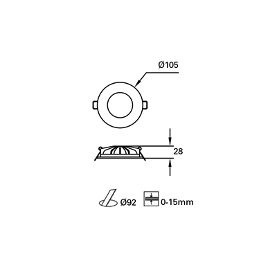 DOWNLIGHT IP44 HIDE LED 9W 3000K BLANCO 592LM