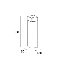 Bollard IP65 Cubik LED 650mm LED 15W 3000K Urban grey 833lm