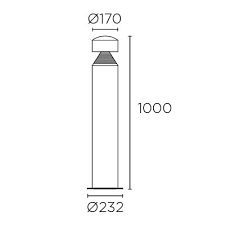 Bollard IP66 Cilin 1000mm LED 23W LED warm-white 3000K ON-OFF Urban grey 774lm