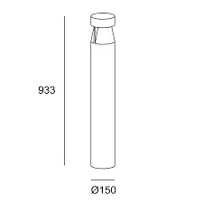 Bollard IP66 Rek 533mm 360º Emission LED 23.5W LED warm-white 3000K ON-OFF Black 650lm