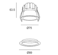 Downlight Lite ø75mm 6.7W LED neutral-white 4000K CRI 80 32.2º ON-OFF White IP54 587lm