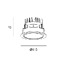 Downlight Sia Standard 115 Round Trim 17.7W LED warm-white 3000K CRI 80 75.8º ON-OFF White IP54 1829lm