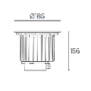 16W, 2700K, 1630Lm,  IP65-IP67 Gea Cob LED  Aluminium ø185mm Stainless steel  AISI316 Aluminium AISI 316 stainless  steel IK10