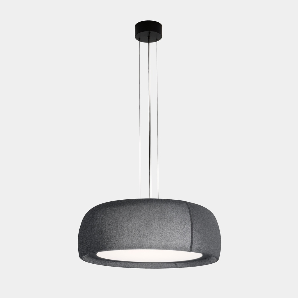 [00-8933-60-I9]  Pendant Gong LED 27.4W 3000K PHASE CUT Black Teixit GRIS 1401lm