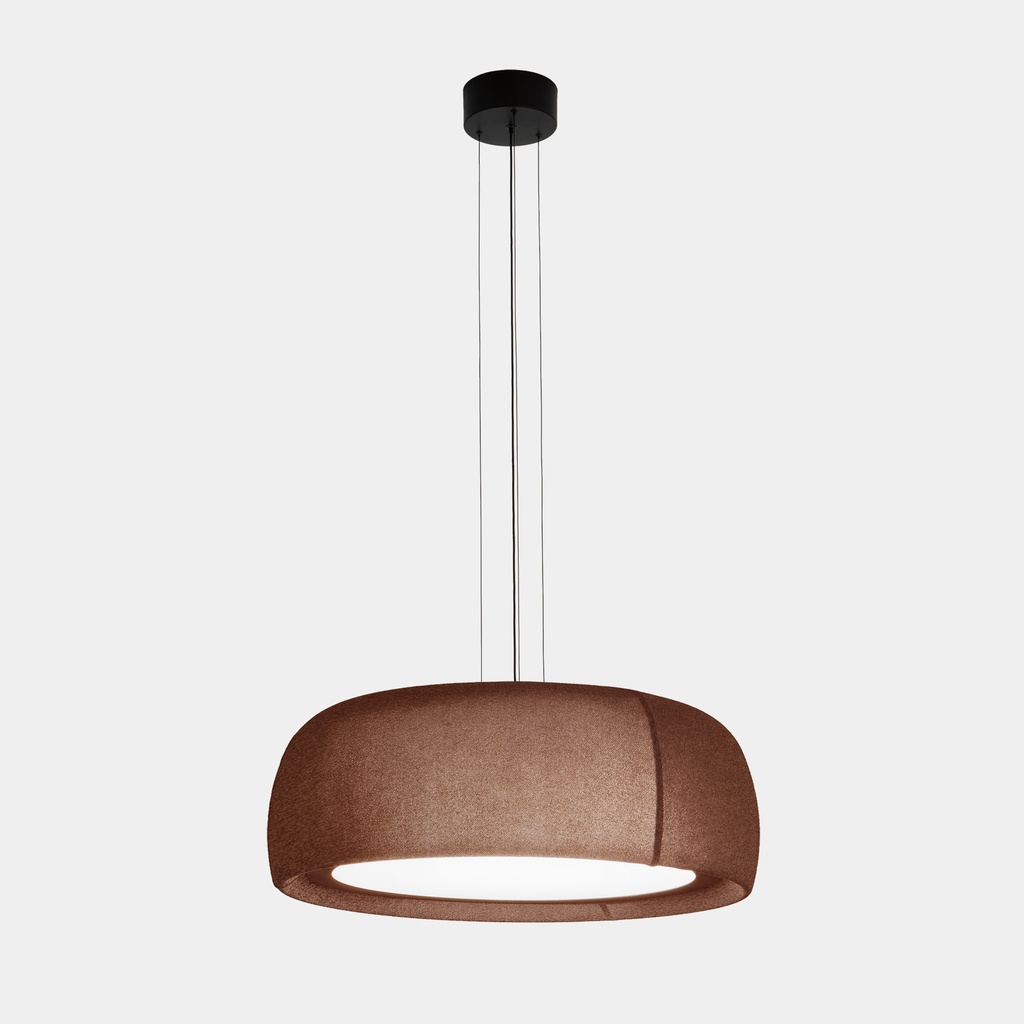[00-8933-W1-L1]  Pendant Gong LED 27.4W 3000K PHASE CUT Marron RAL 8016 matt Teixit VERMELL 1401lm