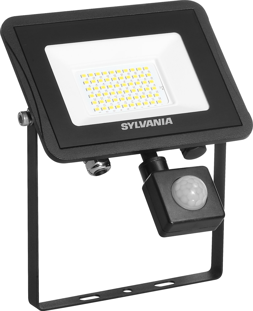 [0050177] Start Flood Led 43W IP65 PIR 5000LM 3000K-830 Black, lifespan L70:B50: 120000 hrs, PIR sensor included.
