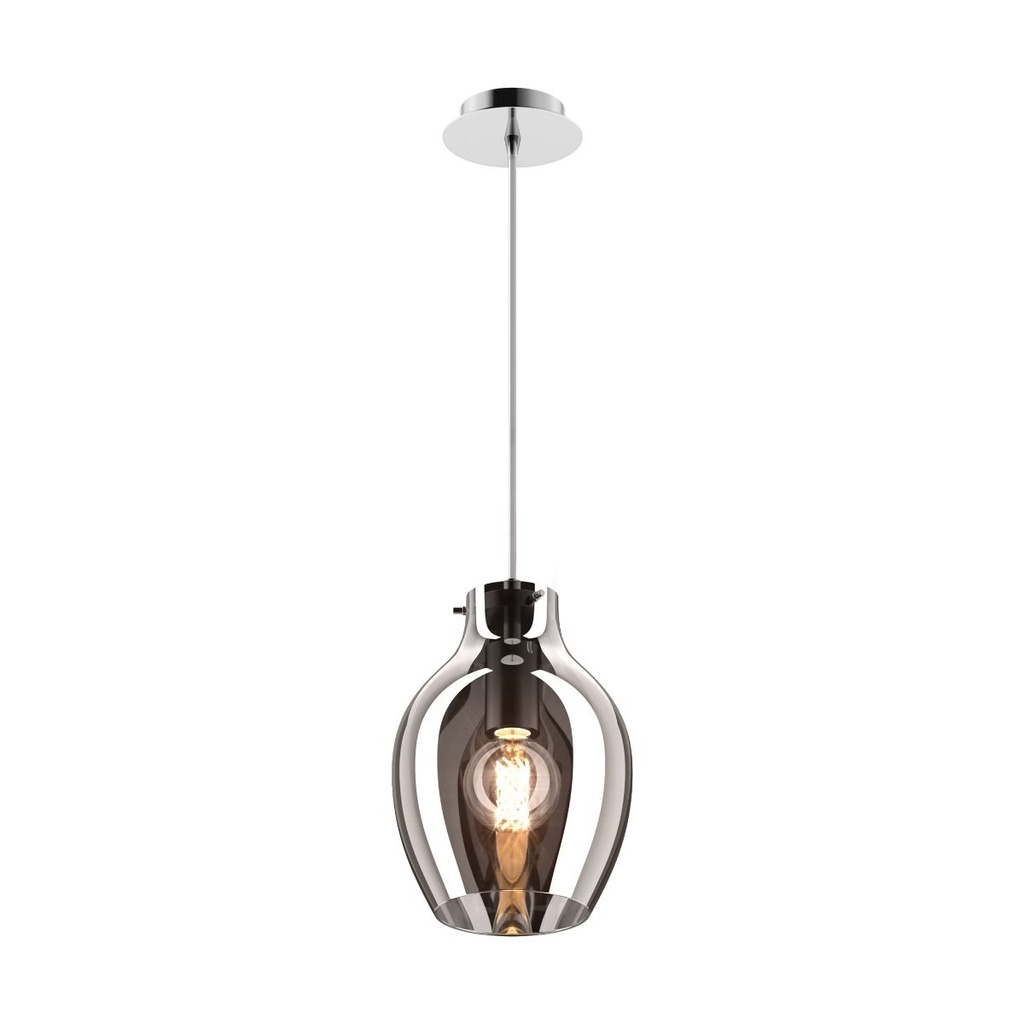 PENDANT BRESSO P19066A-D18 1XE27 CHROME/SMOKY GLASS.