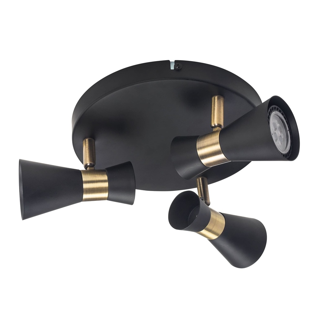  Ceiling fixture Eufo Triplex GU10 8W Black Gold