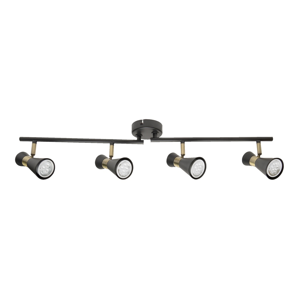  Ceiling fixture Eufo 4 Bodies GU10 8W Black Gold