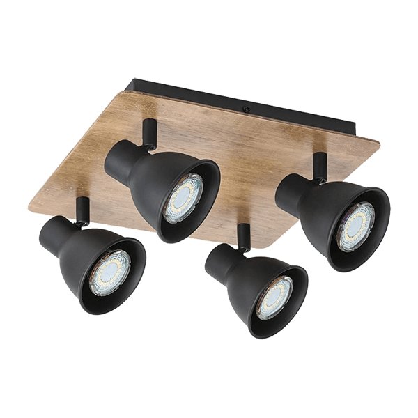 RIKO SPOT 4xGU10 WOOD/BLACK