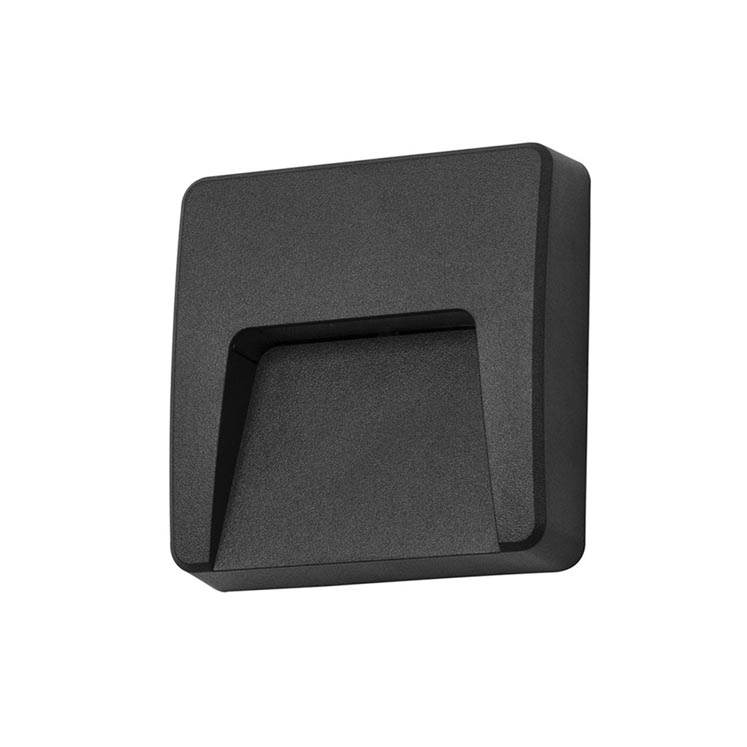 [PX-0439-NEG] WALL FIXTURE IP65 GROVE OPAQUE SQUARE LED 2.6W 4000K BLACK 89LM