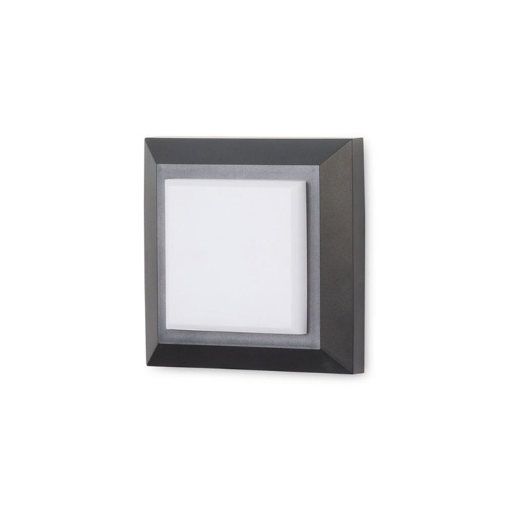 [PX-0129-NEG] WALL FIXTURE IP65 GROVE DIFFUSER SQUARE LED 2W 4000K BLACK 172LM