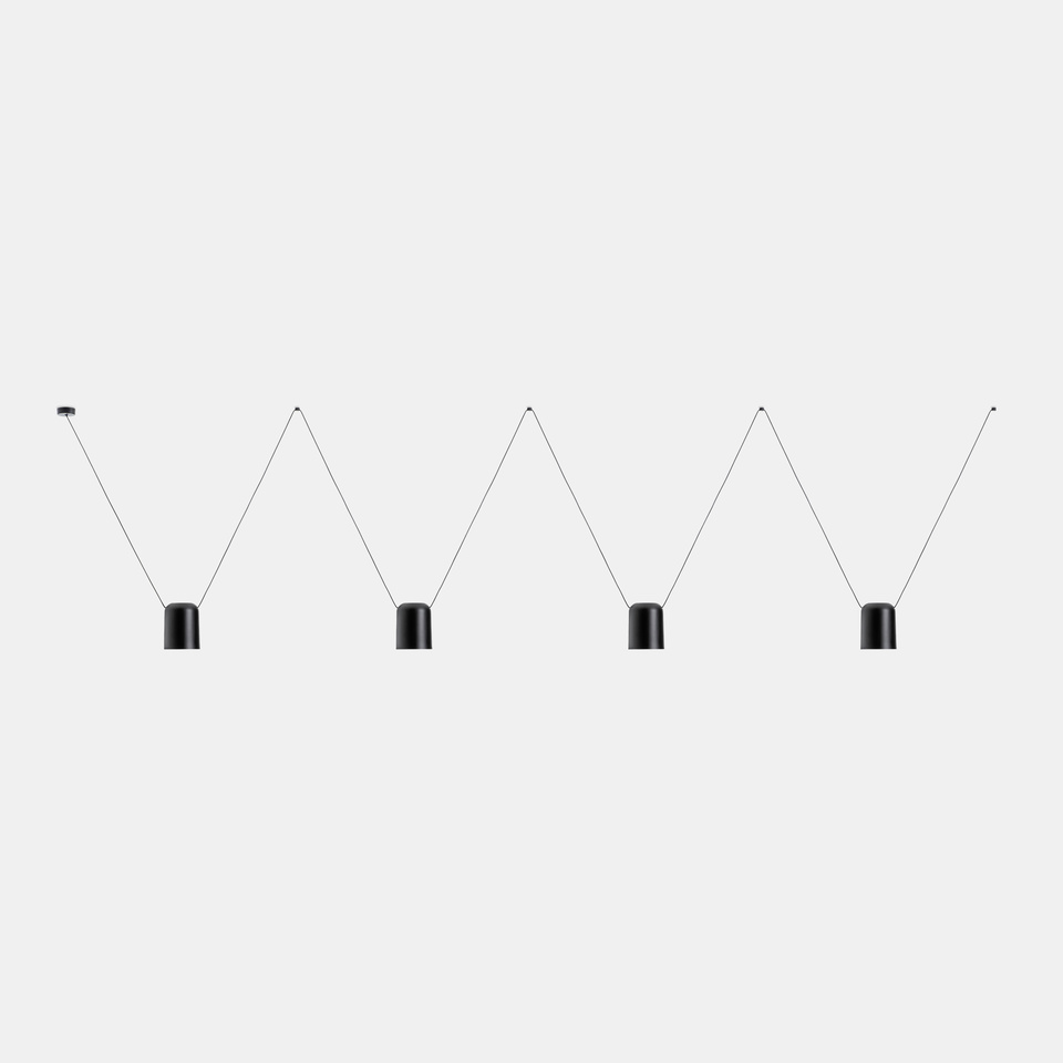 Pendant Attic Quadruple Rectangular Shape E27 92W Metallic black