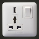 [WDBA1817-N] 1GANG SINGLE MULTI SOCKET UNIVERSAL WITH USB W2