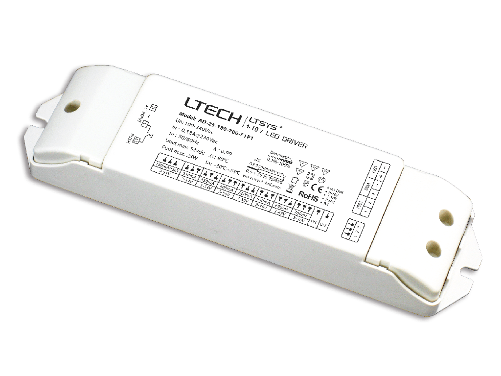 [AD-25-180-700-F1P1] LED Intelligent Dimming Driver 0.54-25W 180-700mA 3-54Vdc