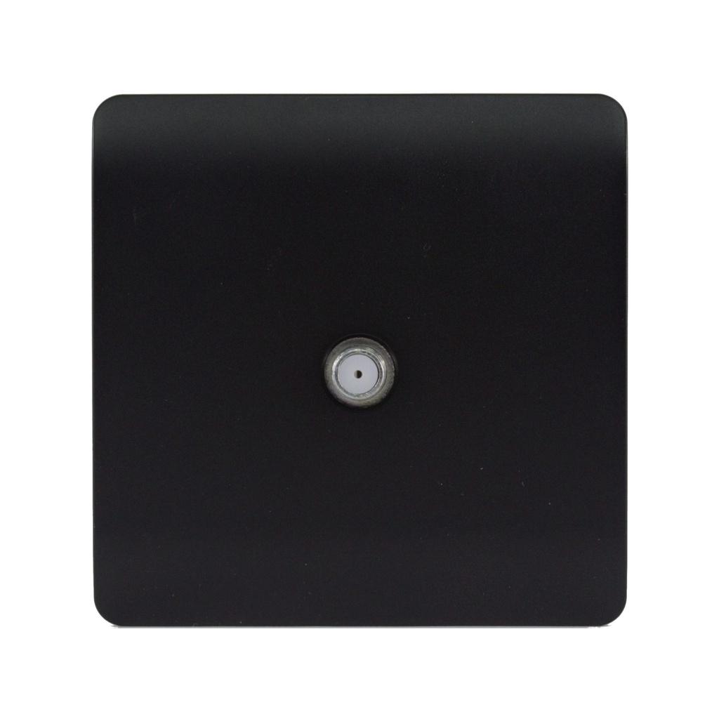 Trendi 1 Gang Artistic Modern Screwless F-Type Television Satelllite Socket Matt Black