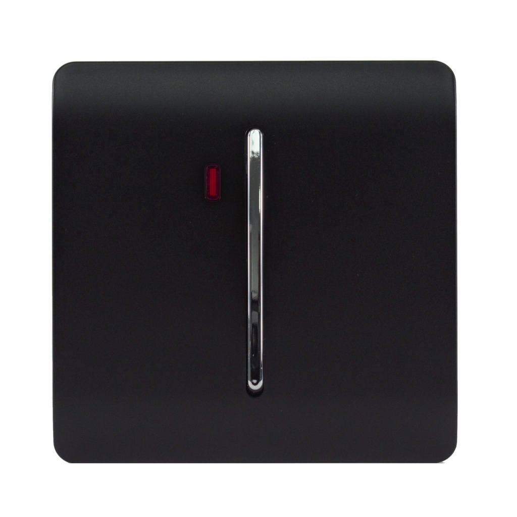 Trendi Artistic Modern Screwless 45 Amp Heavy Duty Switch & Neon Insert Matt Black