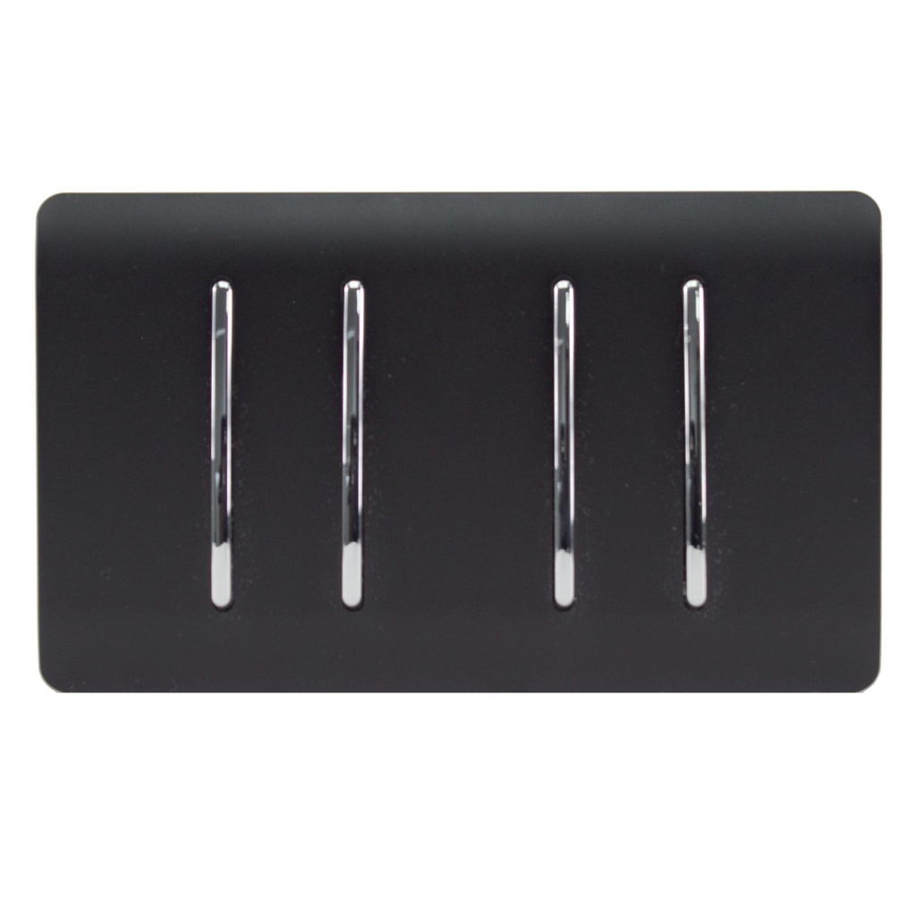 Trendi Switch 4 Gang 2 Way Double Plate Light Switch Matt Black