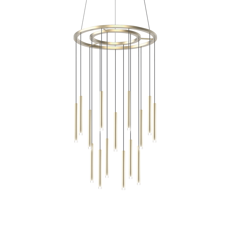 Pendant Candle 15 Bodies Chandelier LED 49.4W 2700K Brass 2304lm