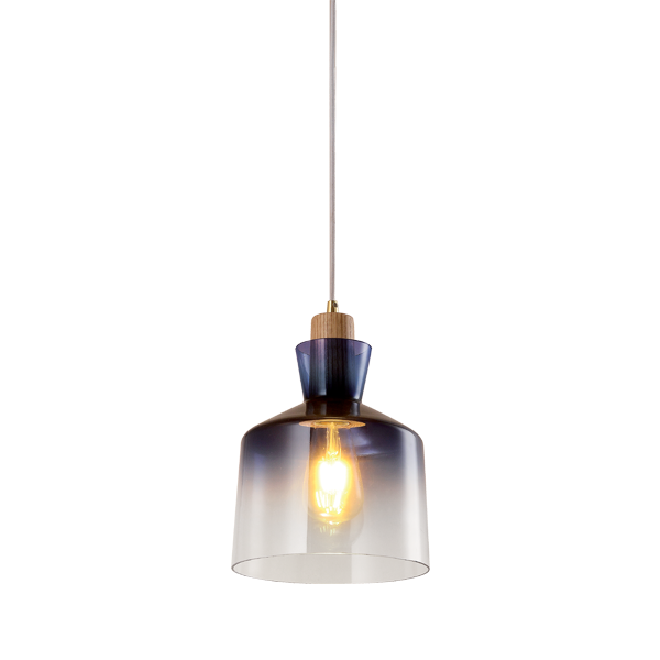 [955ALMA1/BL] ALMA PENDANT 1xE27 WOOD/BLUE