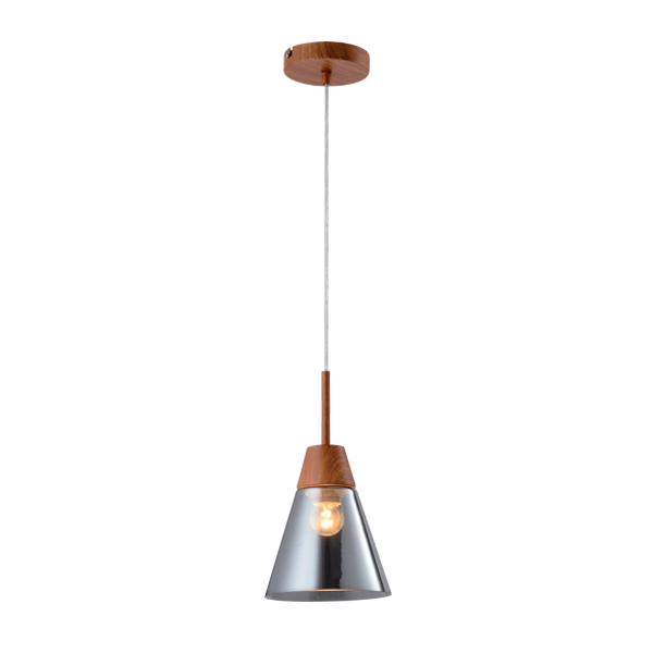 [955BRADLEY1] BRADLEY PENDANT 1xE27 GREY/WOOD