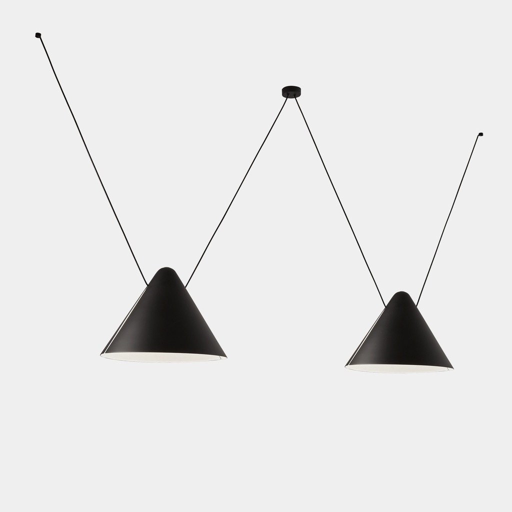 Pendant Super Attic 2 bodies Conic Shape 2250mm E27 15W Black 1832lm