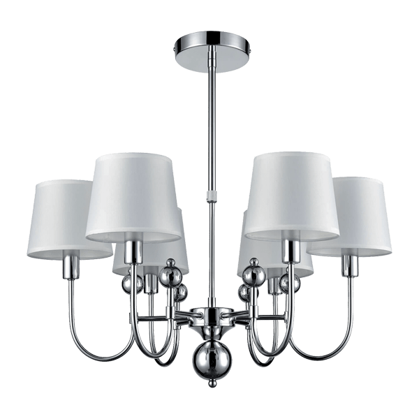CARMEN CHANDELIER 6xE27 WHITE/CHROME