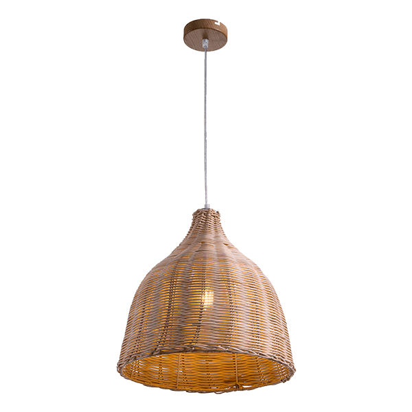 [955WOODY/2] WOODY-2 PENDANT 1XE27  WOOD/RATTAN, dia 350mm