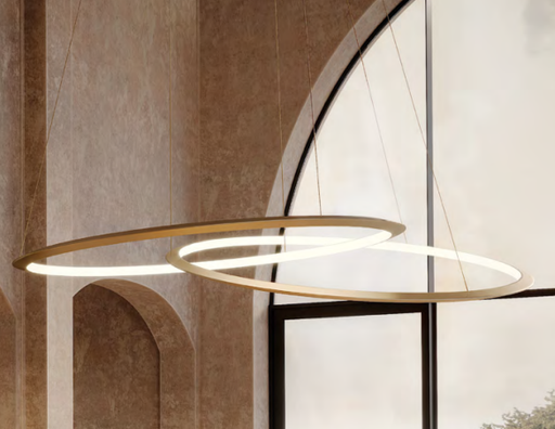 [PRO-236121] Circular 1.2M Intertwined Pendant matt gold painted Led 24V, 127W, 3000K , DALI dimmable.