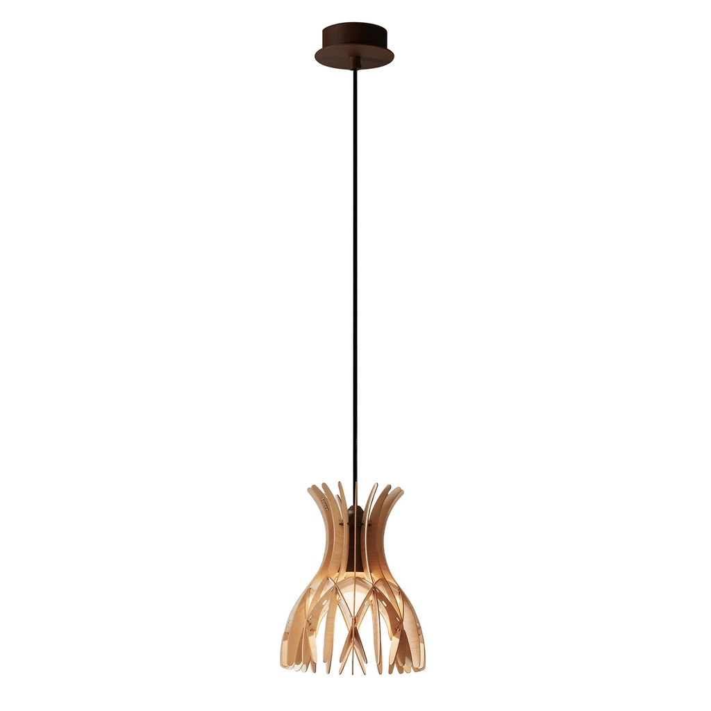 [25802200114] DOMITA S/20 PENDANT BROWN - NATURAL WOOD  SHADE