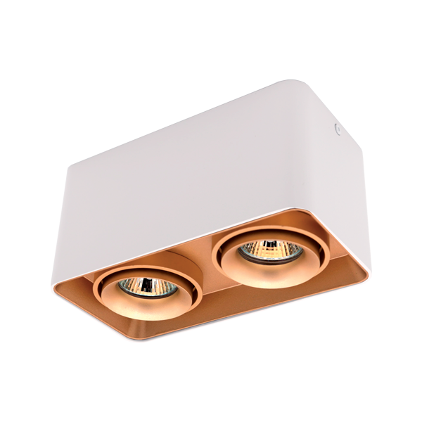 [92DL044S2/GDWH] DL-044 SQUARE DOUBLE DOWNLIGHT SURFACE GOLD/WHITE