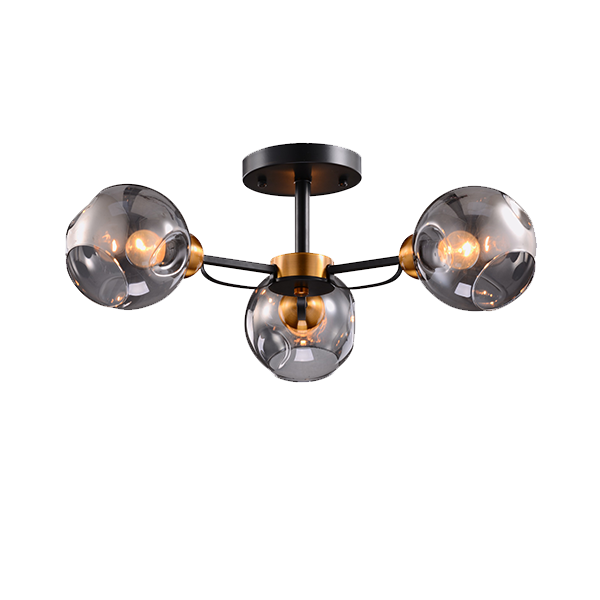 ELLARIA CHANDELIER 3xE27 BLACK/ANTIQUE BRASS