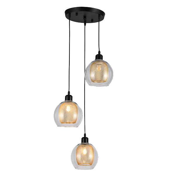 [955JADE3] JADE PENDANT 3XE27 BLACK